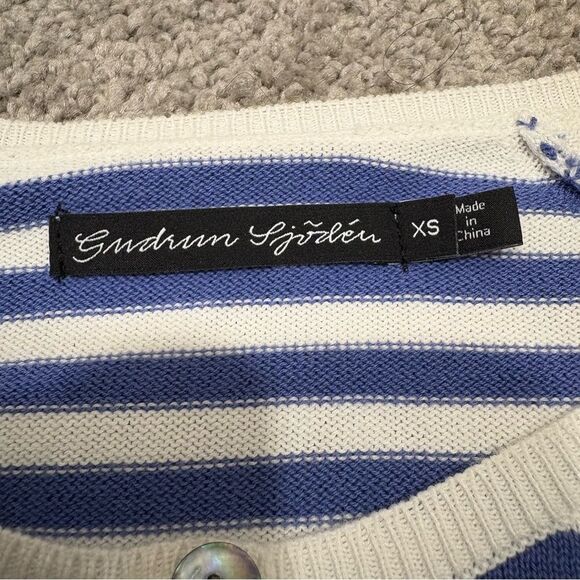 Gudrun Sjoden Blue and White Striped Cardigan Sweater Organic Cotton Size XS - Picture 7 of 12